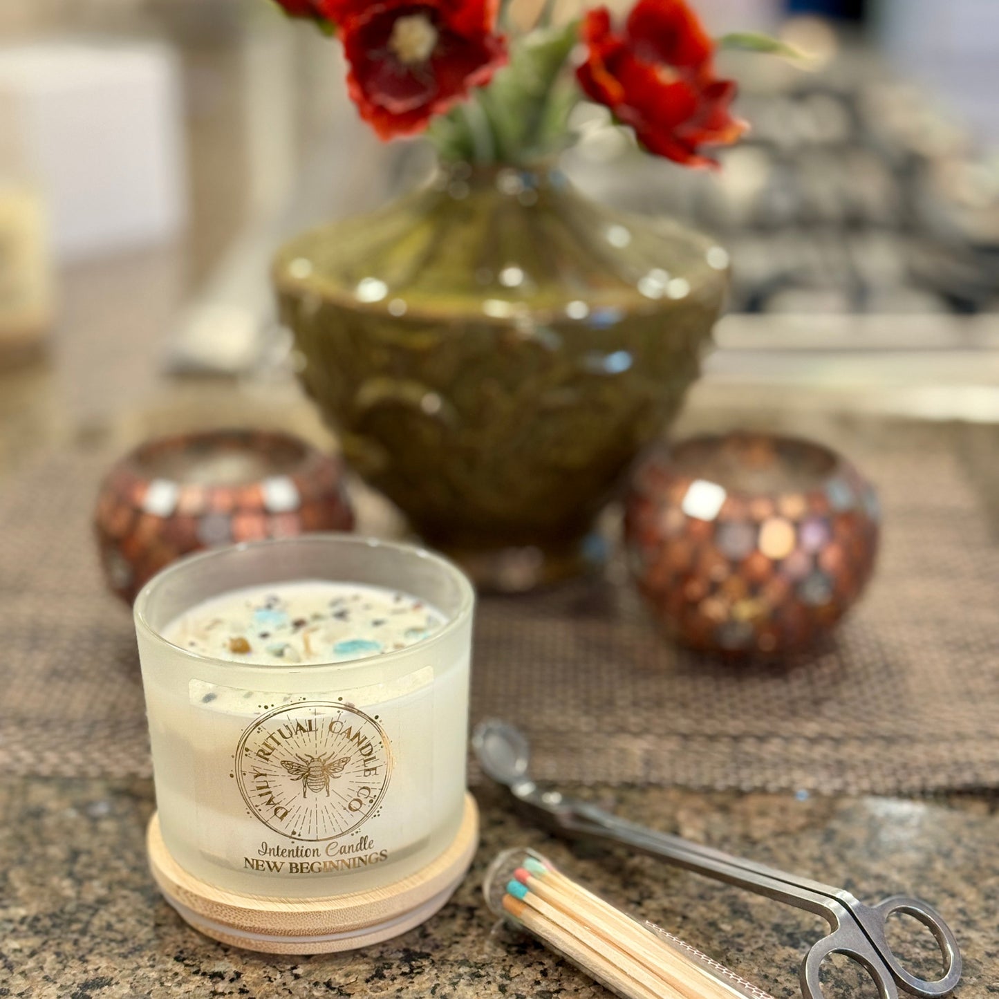 New Beginnings Intention Candle - Bergamot, Citron & Rose Geranium