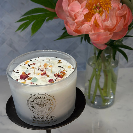 Sacred Love Intention Candle - Rose, Sweet Orange & Anise