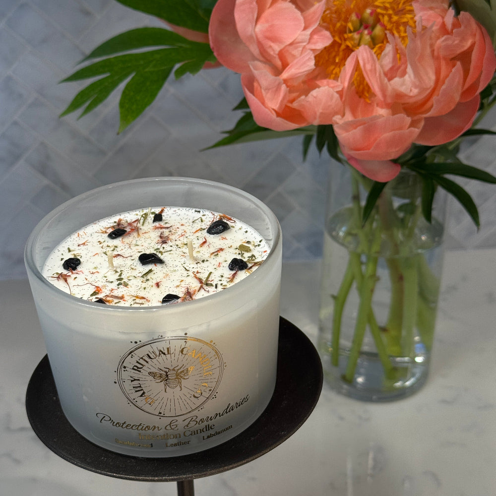 Protection & Boundaries Intention Candle - Sandalwood, Leather & Labdanum