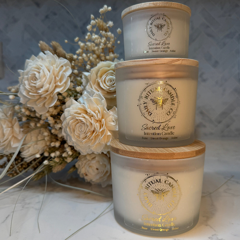 Sacred Love Intention Candle - Rose, Sweet Orange & Anise