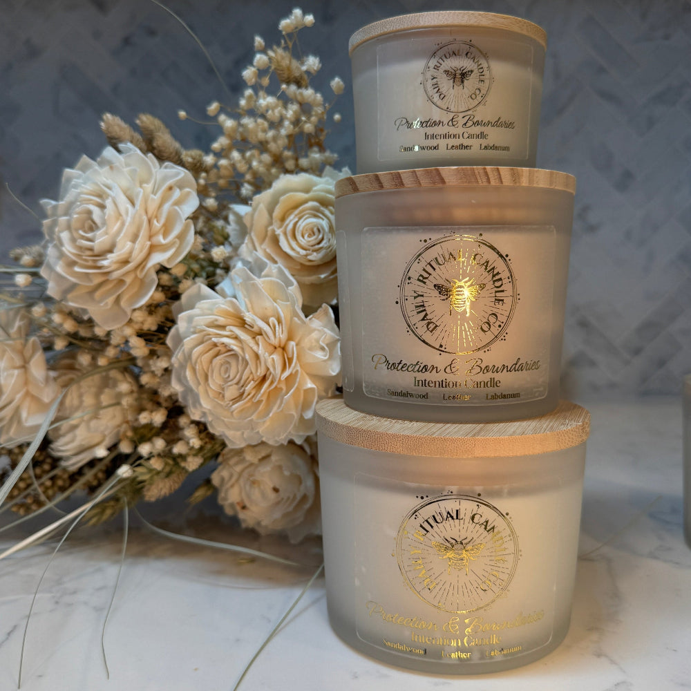 Protection & Boundaries Intention Candle - Sandalwood, Leather & Labdanum